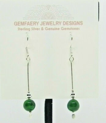 Pendientes colgantes de plata esterlina con piedras preciosas naturales esmeralda #8227... hechos a mano en EE. UU. Foto 1 de 4