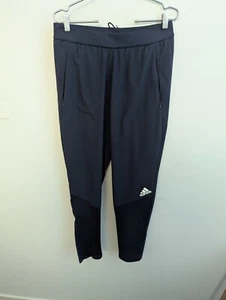 Adidas Pants Mens Size M Blue Three Stripe Tracksuit Bottoms Cotton Trefoil - Picture 1 of 9