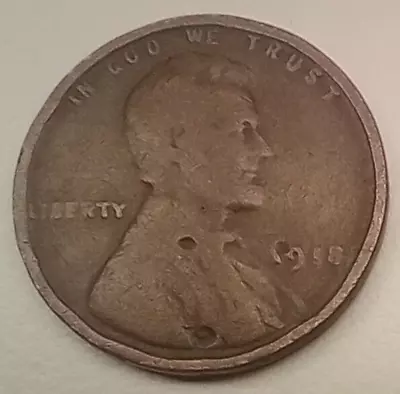 Lincoln Wheat Penny 1918  Error  DDO   Die Chips - Slanted Date Numbers - Image 1 of 4
