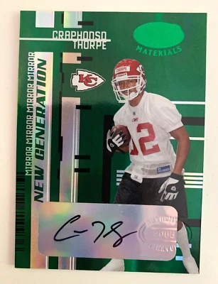 2005 Leaf Certified emerald auto rc CRAPHONSO THORPE #d 3/5! Kansas City Chiefs - Image 1 of 2
