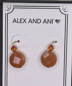 NEW NIB Alex and Ani Red Aventurine Gemstone Rose Gold Filled Earrings W/Box