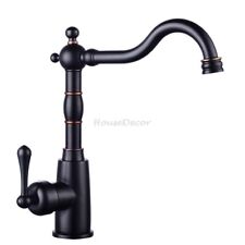 Black Brass Single Hole Kitchen Sink Water Mixer Tap with Swivel Spout Faucet