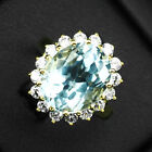 Aquamarine Baby Blue Oval 4.90Ct. 925 Sterling Silver Gold Handmade Ring Jewelry