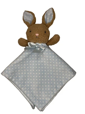 Плюшевое коричневое защитное одеяло с кроликом Dan Dee погремушка в горошек - Изображение 1 из 4