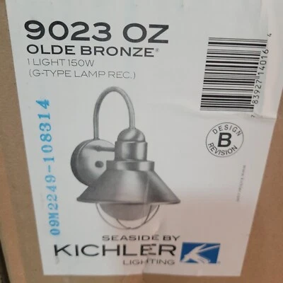 Kichler 9023 盎司海滨单灯 12 英寸高户外壁灯,Olde 青铜 — 第 1/4 张图片