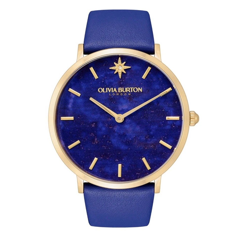 OLIVIA BURTON CELESTIAL 40mm Gold & Blue Leather Strap Watch‏ Gifts For Her - Image 1 of 4