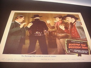 VINTAGE 1945 CHARLES STARRETT LOBBY CARD, BLAZING THE WESTERN TRAIL