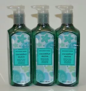 3 NEW BATH & BODY WORKS CUCUMBER MELON GENTLE GEL HAND SOAP WASH ESSENTIAL OILS - Picture 1 of 7