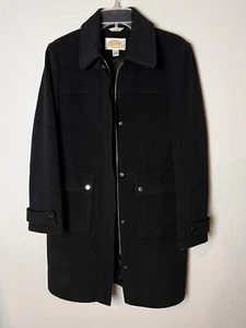 Abrigo italiano Talbots 100 % lana negro botón guisante abrigo academia preparación cremallera talla 8 - Imagen 1 de 10