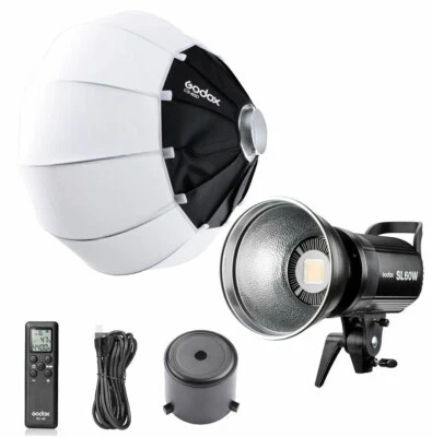Godox SL-60W 5600K Studio LED Video Light Bowens Mount + 65cm Lantern Softbox - Image 1 of 4