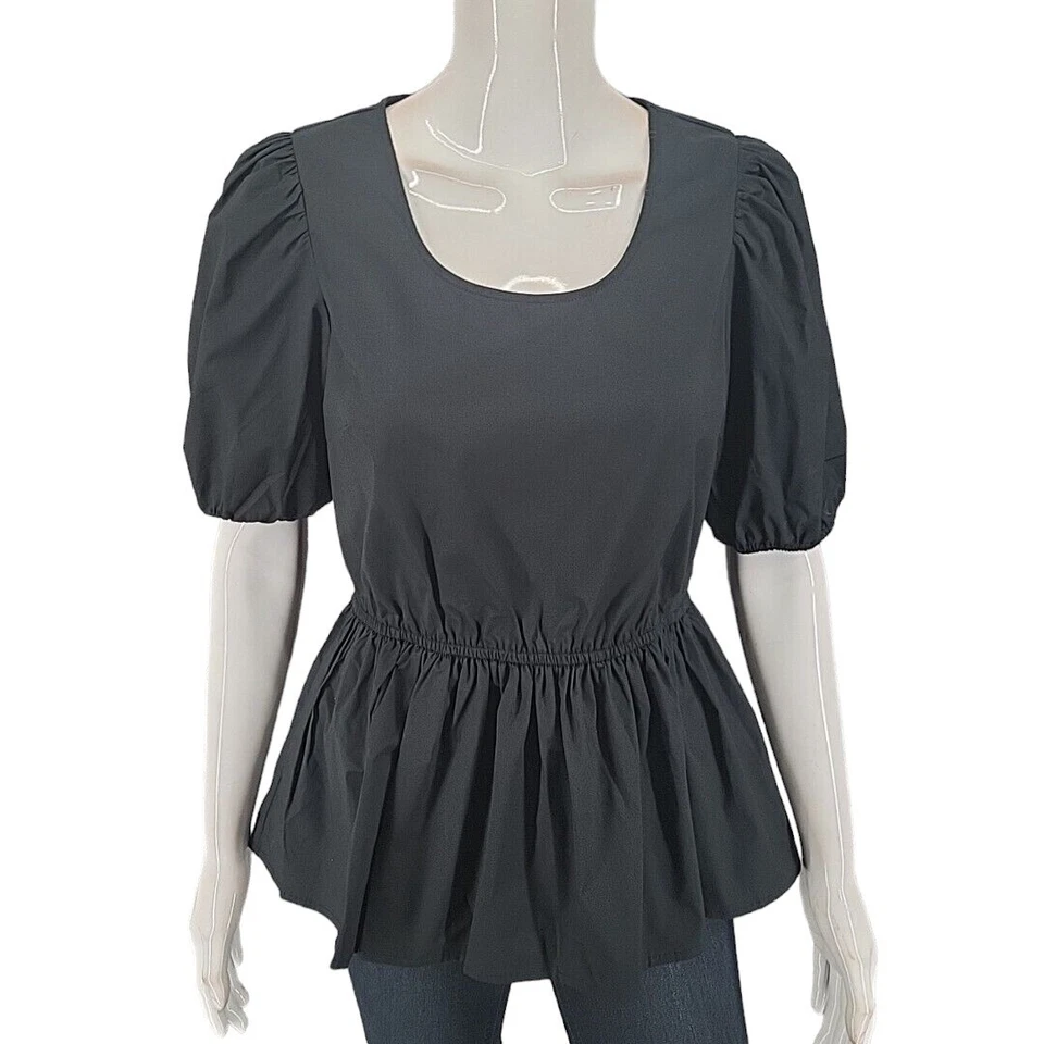 Девочка с изгибами сплетенный пеплум верхний XX-маленький размер черный модный каждый день футболка - Изображение 1 из 4