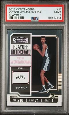 2023 PANINI CONTENDERS PLAYOFF #11 VICTOR WEMBANYAMA ROOKIE RC 239/249 PSA 9 - Image 1 of 2