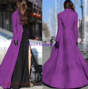 Mujeres Mezcla de Lana Delgado Largo Completo Militar Parka Vestido maxi Trinchera Abrigo Sobretodo - Imagen 1 de 25