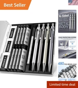 Vielseitiges Metall Druckbleistift Set - 4 Stück zum Schreiben, Zeichnen & Skizzieren - Bild 1 von 11