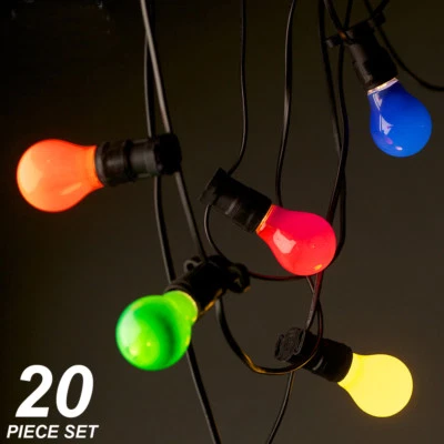 20 Piece Coloured Festoon / Party Light Kit - 20 Metres - big, bold and retro! - Image 1 of 4