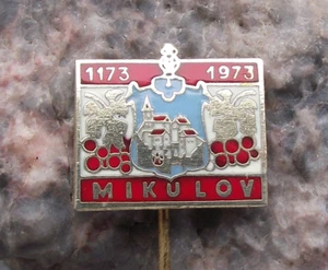 1973 Mikulov Czech Coat of Arms 800th Anniversary Heraldic Crest Pin Badge - Picture 1 of 3