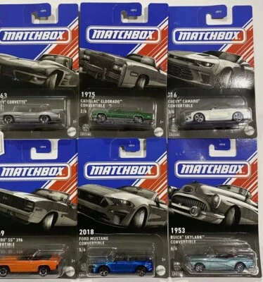 Juego de 6 coches convertibles Matchbox 2024 (corbeta, Camaro, Cadillac y más) Foto 1 de 2