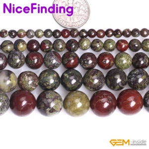 Natural Green Red Dragon Blood Jasper Semi Precious Stone Beads Jewelry Making - Picture 1 of 29