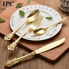 Gold Engrave Relief Western Cutlery Retro Vintage Fork Spoon Dining Knives