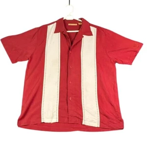 Havanera Co. Camp Shirt Cuban Collar Button Up Short Sleeve Red Casual Size L - Picture 1 of 14
