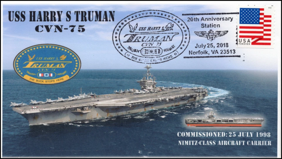 18-292, 2018, USS Harry S Truman, Pictorial, Postmark, CVN-75, Aircraft Carrier - Image 1 of 1