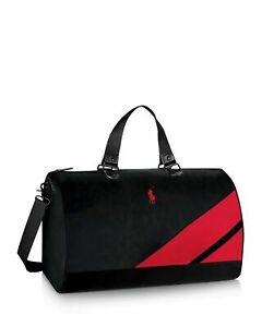 RALPH LAUREN POLO BLACK AND RED DUFFLE BAG TRAVEL WEEKEND