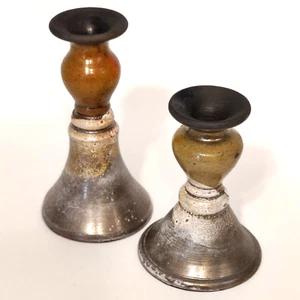 Juego de candelabros de gres de arcilla esmaltada - Firmado - Imagen 1 de 11