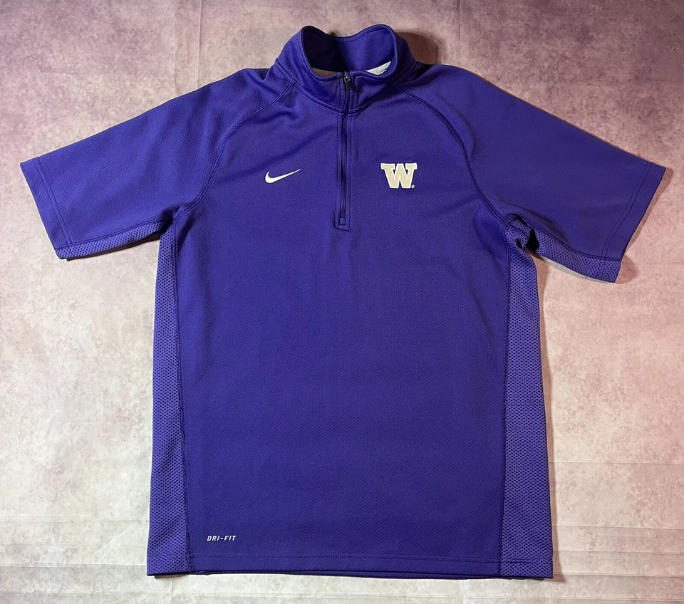 Nike Dri-Fit Washington Huskies Coaches 1/4 Zip Mens Pullover Football Medium SS - Image 1 of 4