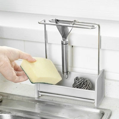  Bath Towel Rack Sponge Drain Shelf Dishcloth Stand Kitchen Drying Hand Holder - Image 1 of 4