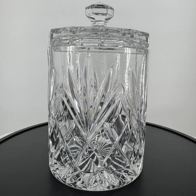 De colección Años 50 Cristal República Checa Bote/Cubo de Hielo con Tapa Elegante Corte Transparente Foto 1 de 4