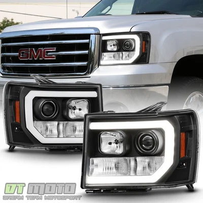 Faros proyectores de tubo LED DRL negros para GMC Sierra 1500 2500HD 3500HD 2007-2013 Foto 1 de 4