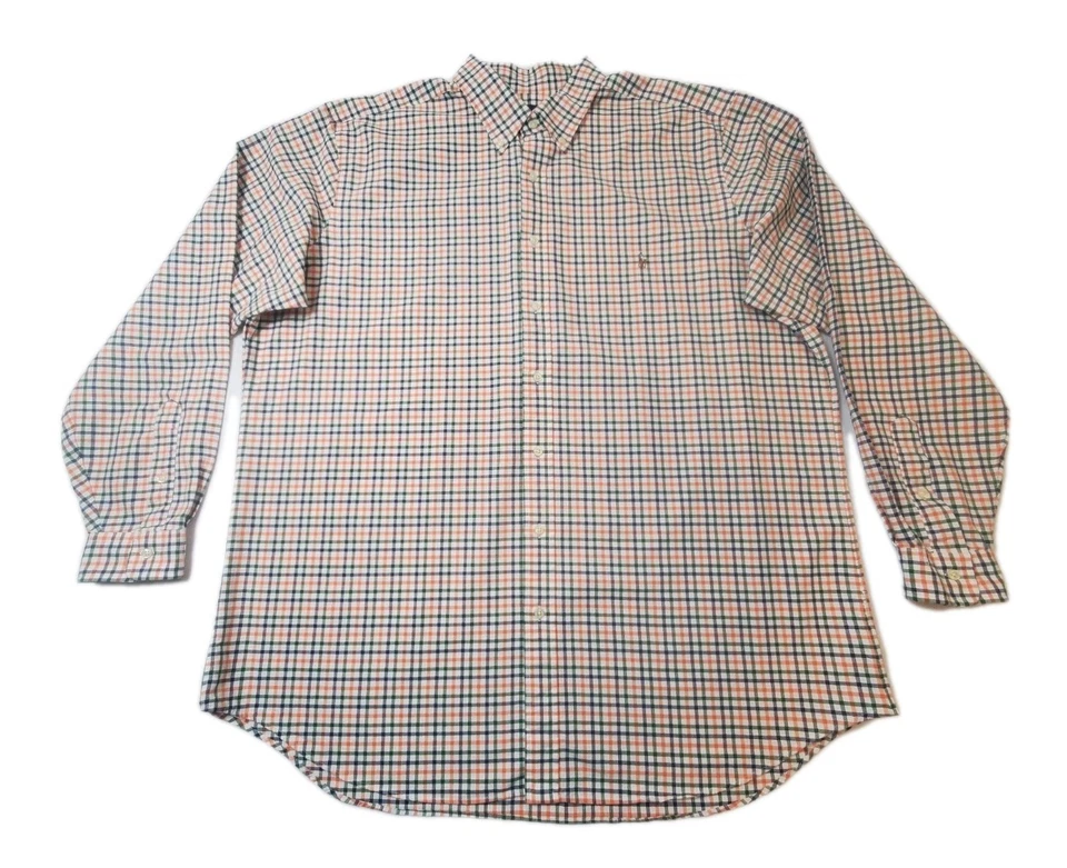 Polo Ralph Lauren Button Up Shirt Men's 2XLT White Orange Blue Check Long Sleeve - Image 1 of 4