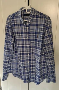 Ralph Lauren Polo Men’s Oxford Shirt Classic Blue Plaid Pony Long Sleeve Sz XL - Picture 1 of 9