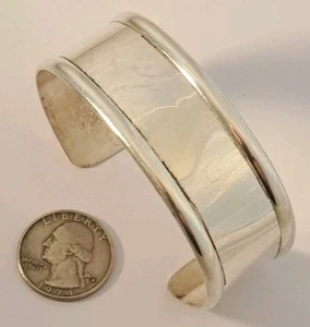 Native American Navajo Sterling Silver 7 1/8" Wide Band Cuff Bracelet signed - Picture 1 of 8
