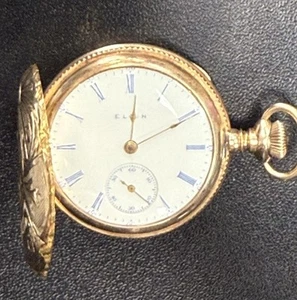 1908 Elgin Pocket Watch 14K KWC Gold Hunter Case Grade 320 Model 2 7j 0s Runs - Picture 1 of 12