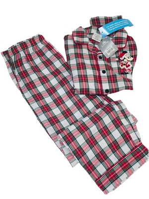 Disney Store Christmas Micky Mouse Pajama Set Boys 9/10 Red Plaid - Image 1 of 4