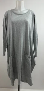 L.F. Markey London Gray Oversized Lagonlook Cotton T-Shirt Dress Tunic OSFM - Picture 1 of 7