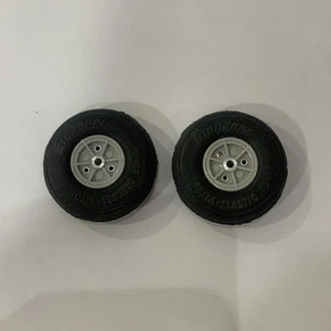 Coppia Di Ruote Con Pneumatici Per Aereo Da Modello Graupner Scale Elastic 50X16 - Picture 1 of 6