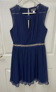 Lipsy London Navy Sparkling Diamante Waist Ladies Party Dress - UK Size 10 - Picture 1 of 13