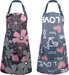 2er Pack Schürzen für Damen mit Taschen, süße Blumenschürze verstellbar Koch...  - Bild 1 von 7