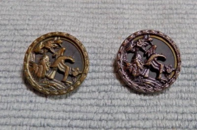 2 Vintage Antique Metal BIRD Picture Buttons - Image 1 of 4