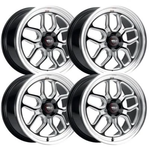 (Set-4) WELD Laguna Drag 15x10 5x114.3/5x4.5 Black 50mm wheels rims 15 Inch - Picture 1 of 7