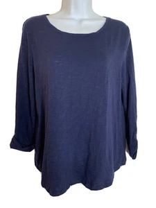 T-shirt Chico's Ultimate blu navy cotone modal manica con bottoni taglia 1 M top blusa (09 - Foto 1 di 11