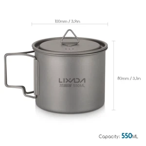 Lixada Ultralight Titanium Cup Mug 300/350/550/650Ml Outdoor Water Cup  - Picture 1 of 18