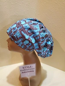 X-Rays (blue) Radiology Women's  Euro/Chef Surgical Scrub Hat/Cap Handmade - Picture 1 of 5