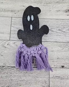 Geist einziehbare Abzeichenrolle Ausweishalter Laser geschnitten Makramee Garn bemalt Halloween - Bild 1 von 16
