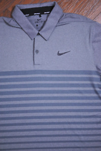 Nike Golf Dri-Fit Short Sleeve Performance Polo Shirt Gray Stripe Men's Medium