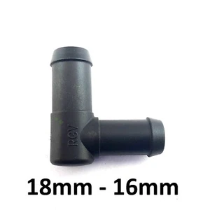 Conector de tubería de manguera de tubo de púas de 18 mm a 16 mm de pieza en L montaje unificador aire agua - Imagen 1 de 3