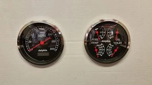 BLACK Gauge 5 " quad set with programmable speedo STREET ROD HOT ROD, UNIVERSAL - Picture 1 of 3