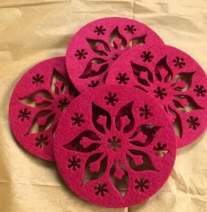 4 Easy clean Felt coasters for Christmas party/dinner/present/winter,must have. - Picture 1 of 9